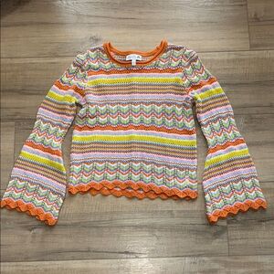 Jessica Simpson Colorful Chevron Knit Sweater Size XS